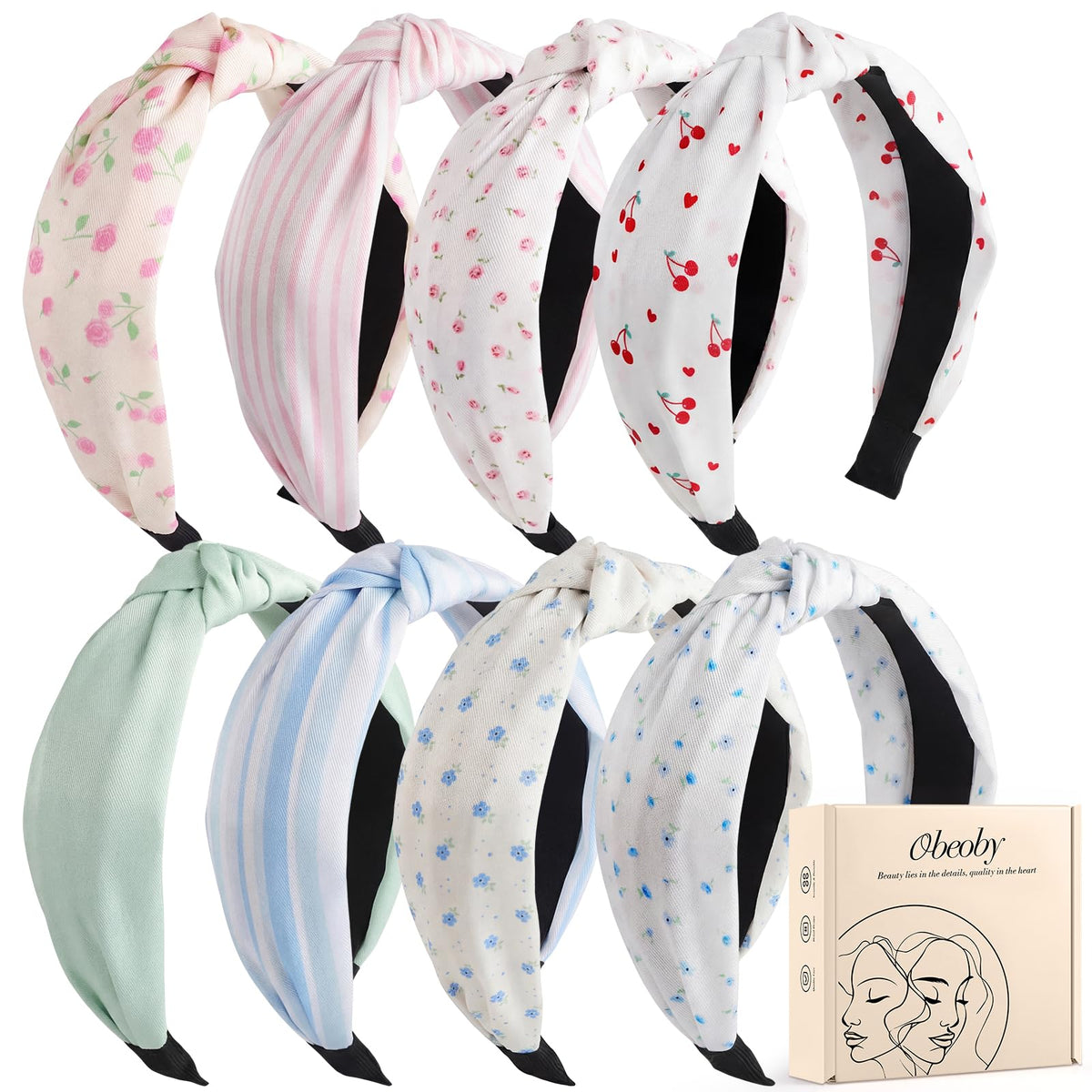 obeoby 8 Pack Halloween Headbands, Halloween Hair Accessories Gifts