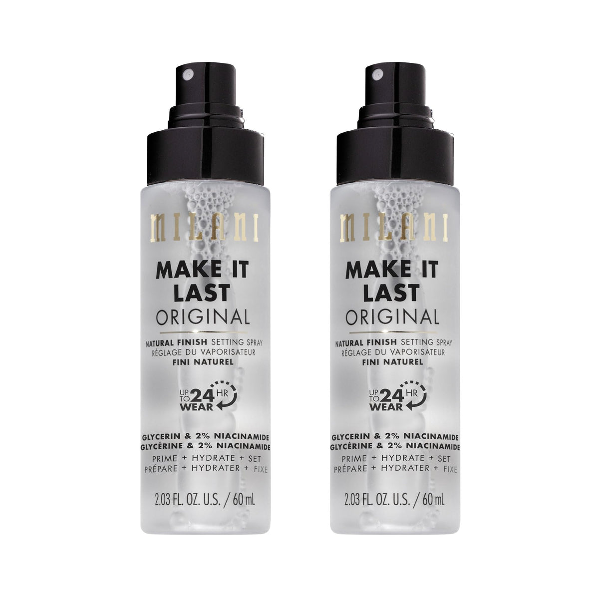 Milani Setting Spray + Primer, Make It Last Dewy - Dewy Finish Moisturizing Formula for Glow on the Go, Setting Spray for Makeup and Face Primer, Prime + Set + Hydrate, 2.03 Fl. Oz