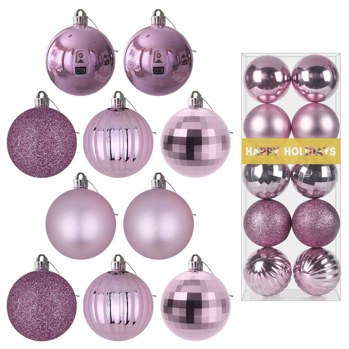 Rose Red 4.0" Large Christmas Balls - Christmas Tree Decoration Ornaments Shatterproof Hanging Balls for Birthday Halloween Holiday Wedding Decorations Set of 4pcs