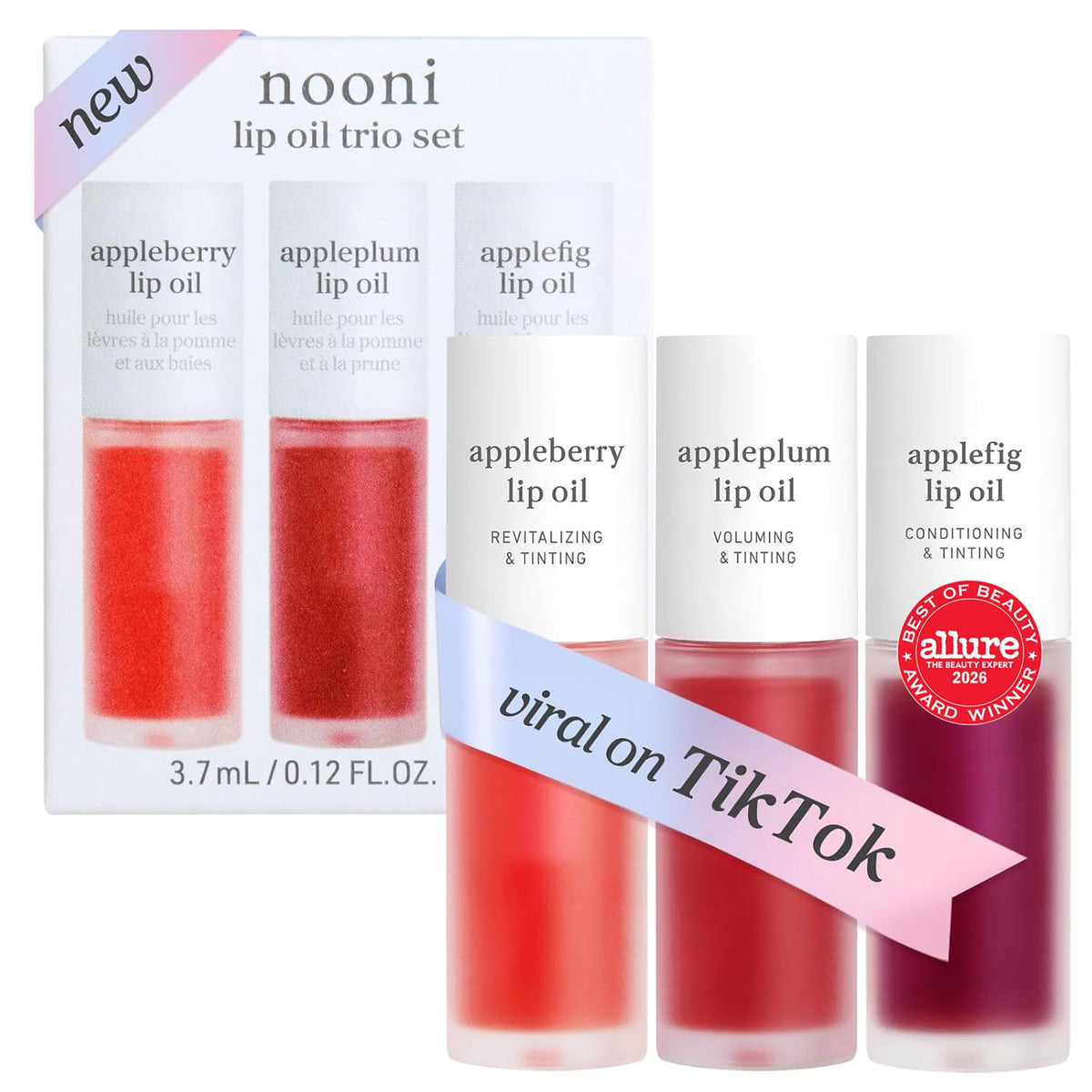 NOONI Korean Lip Oil - Appleberry - pH Color-Changing Plumping Lip Gloss