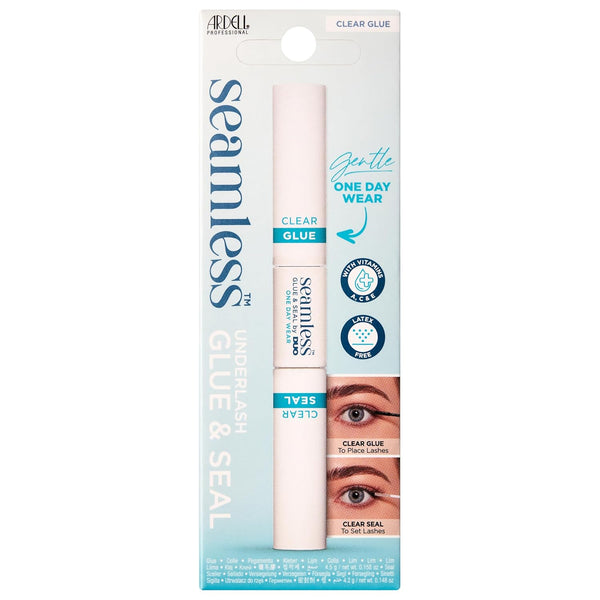 Ardell Seamless Under Lash Cluster Glue & Seal - Clear, Eyelash Glue for Clusters, Long Lasting Hold Eyelash Adhesive with Vitamins A, C, E, 4.2 g, 1 Pack