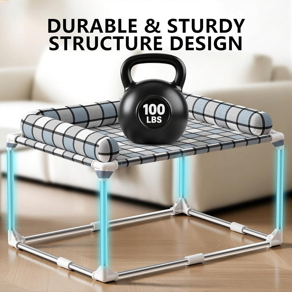 Bedside Cosleeper Dog Bed with Bloster, Height Elevated Pillow Bed Dog