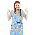 Dog Grooming Waterproof Apron with 2 Pockets, Cute Animals Puppy Dog Pets Apron