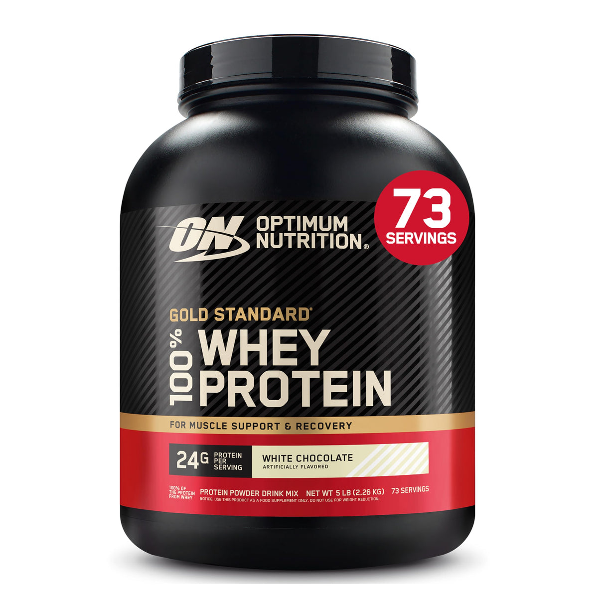 Optimum Nutrition Gold Standard 100% Whey Protein Powder, Vanilla Ice Cream, 2 Pound (Packaging May Vary) | 24g 100% Whey Protein Per Serving, with BCAAs, Gluten Free, Banned Substance Tested, Easy Mixing, Muscle Support & Recovery