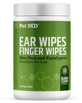 Pet MD Dog Ear Cleaning Wipes – Otic Cleanser for Dogs - 100 ct | Soothing Ear Care with Aloe Vera & Eucalyptus, Regular Wipes