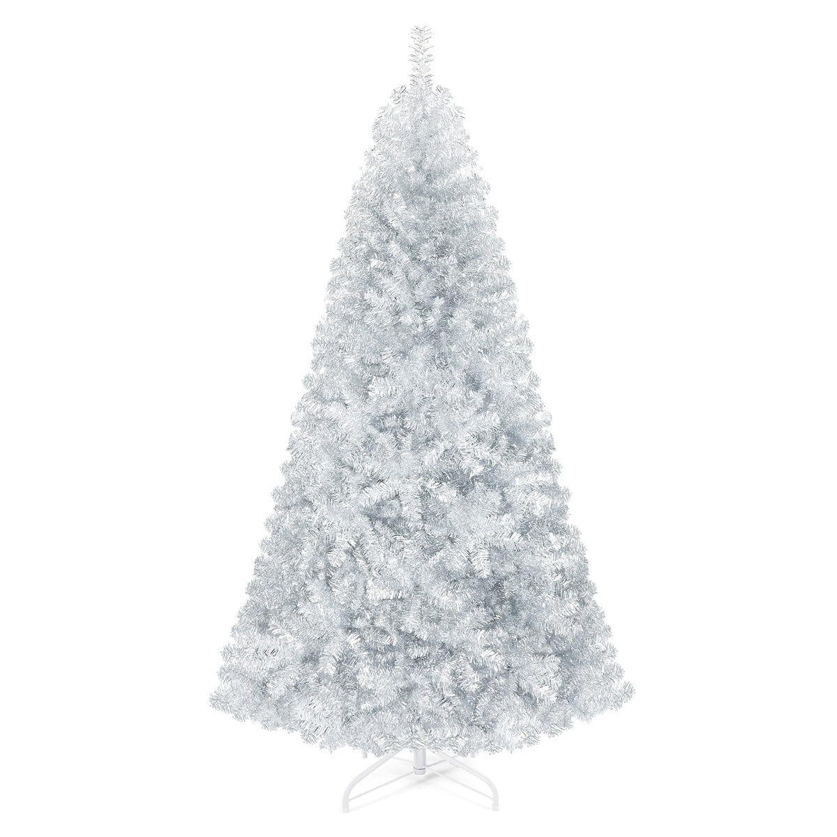 Goplus 6ft Sliver Artificial Christmas Tree with Electroplated Technolog