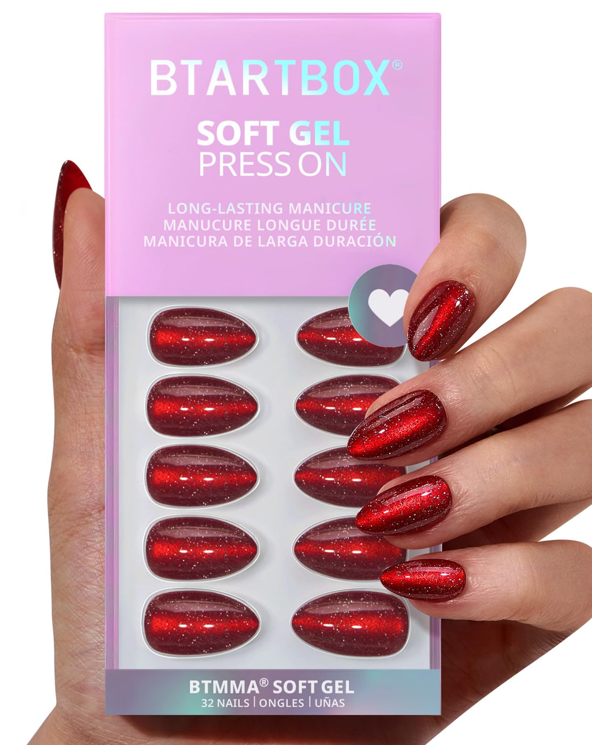 BTArtbox Press On Nails, Cream Puff, Short Almond, Ombre Off White, 32Ct | 2+ Weeks Wear, Salon-Quality Natural Nails, 10-Minute Easy Daily Application, Fast Removal, 16 Sizes, All-in-One Complete Kit
