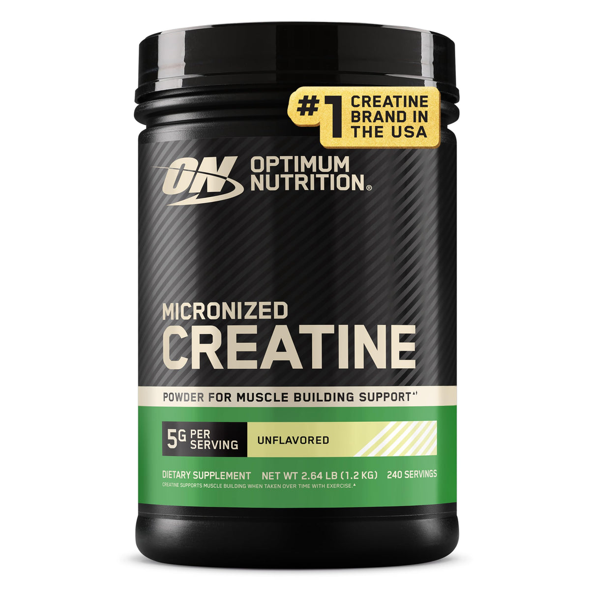 Optimum Nutrition Creatine, Micronized Creatine Monohydrate Powder, Supports Strength & Recovery, Banned Substance Tested, Unflavored, 5g per Serving, 60 Servings