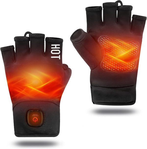 uncn Heated Gloves Fingerless for Women Man with 3.7V 3000mAh Battery Cordless Work Touchscreen Gloves for Winter Cold Weather Rechargeable Electric