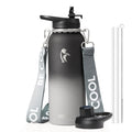 Coolflask Water Bottle with Straw, 40 oz Insulated Metal Water Flask with Straw & Spout Lids, Stainless Steel Double Wall Vacuum, Keep Cold 48h Hot 24h, Leak Proof, BPA-Free, Apricot Pink