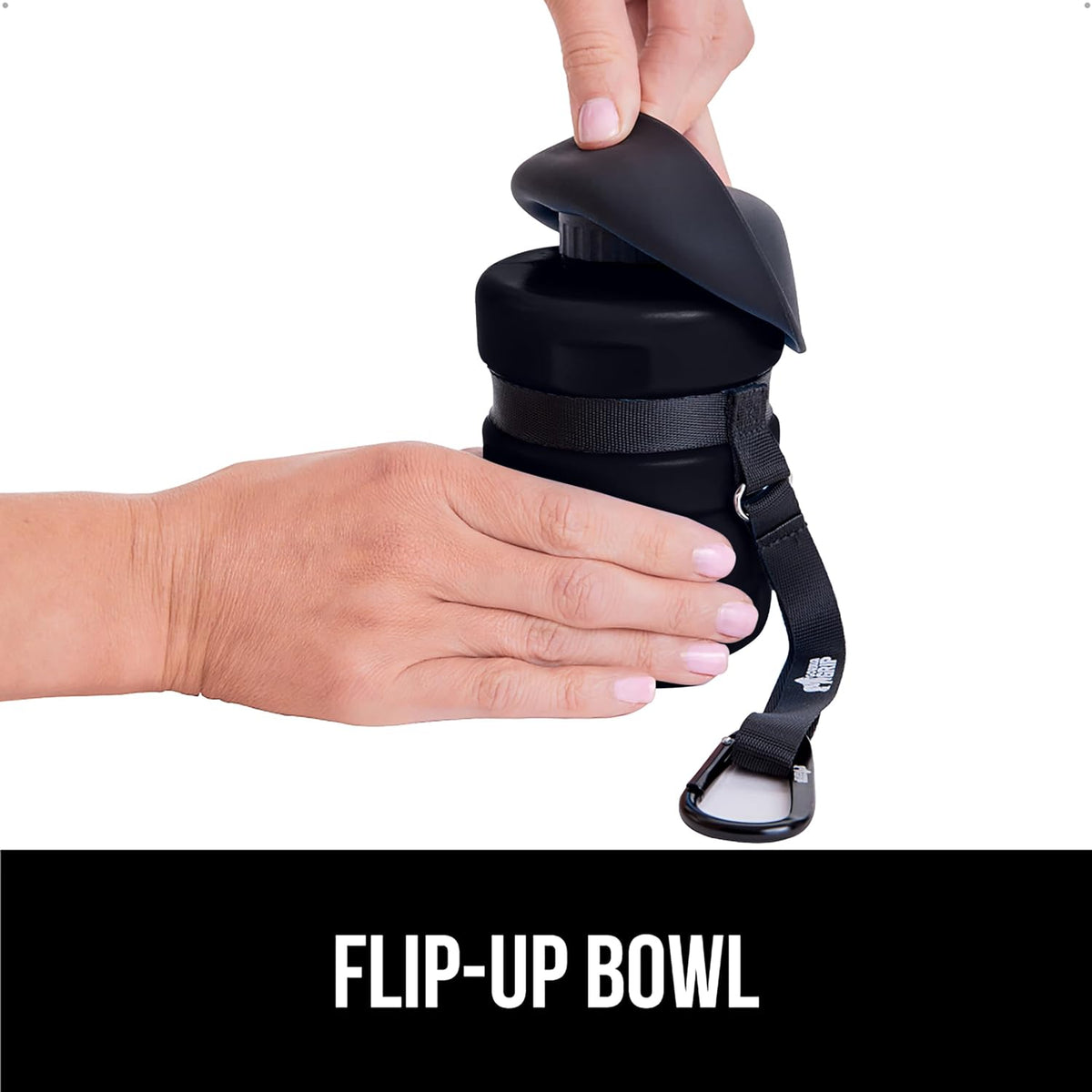 GORILLA GRIP Portable Dog Water Bottle, Food Grade Silicone, 16oz Black