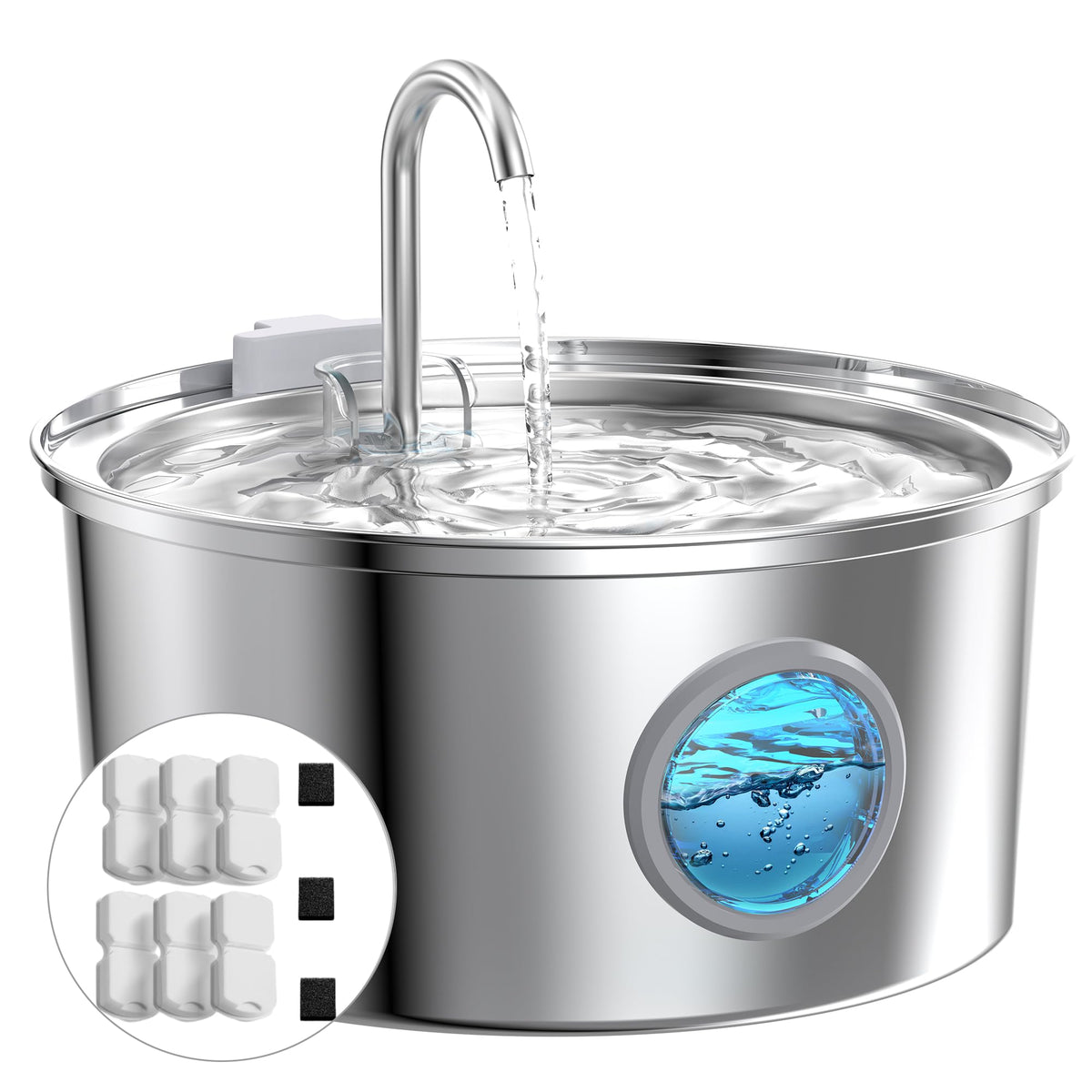 Cat Water Fountain Stainless Steel: 74oz/2.2L Cat Fountain for Drinking - Pet Water Fountain for Cats Inside - Quiet Cats Water Bowl Dispenser - Kitty Drinking Fountains - for Pets& Small Animals