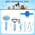 Dog Brush Dog Grooming Kit 6PCS Dog Brush for Shedding-Dog Brushes for Grooming, Dematting Comb for Dogs, Cat Nail Clipper with Nail File, Flea Comb, Bath Brush(Blue)