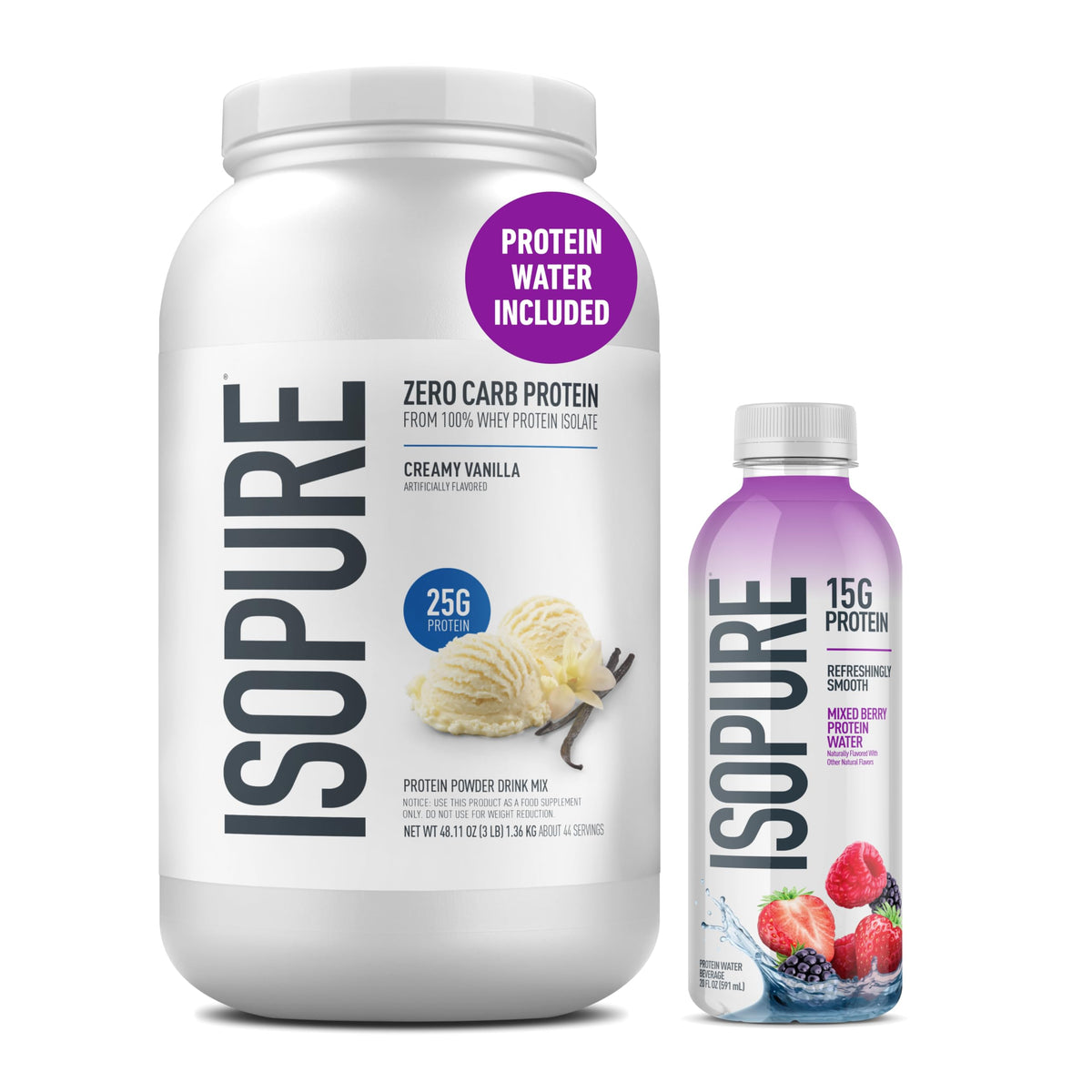 Isopure Zero Carb 100% Pure Whey Isolate Protein Powder, Gluten Free, with Vitamins, Creamy Vanilla, 25g Protein Per Serving, 3 Lbs, 44 Servings (Packaging May Vary)