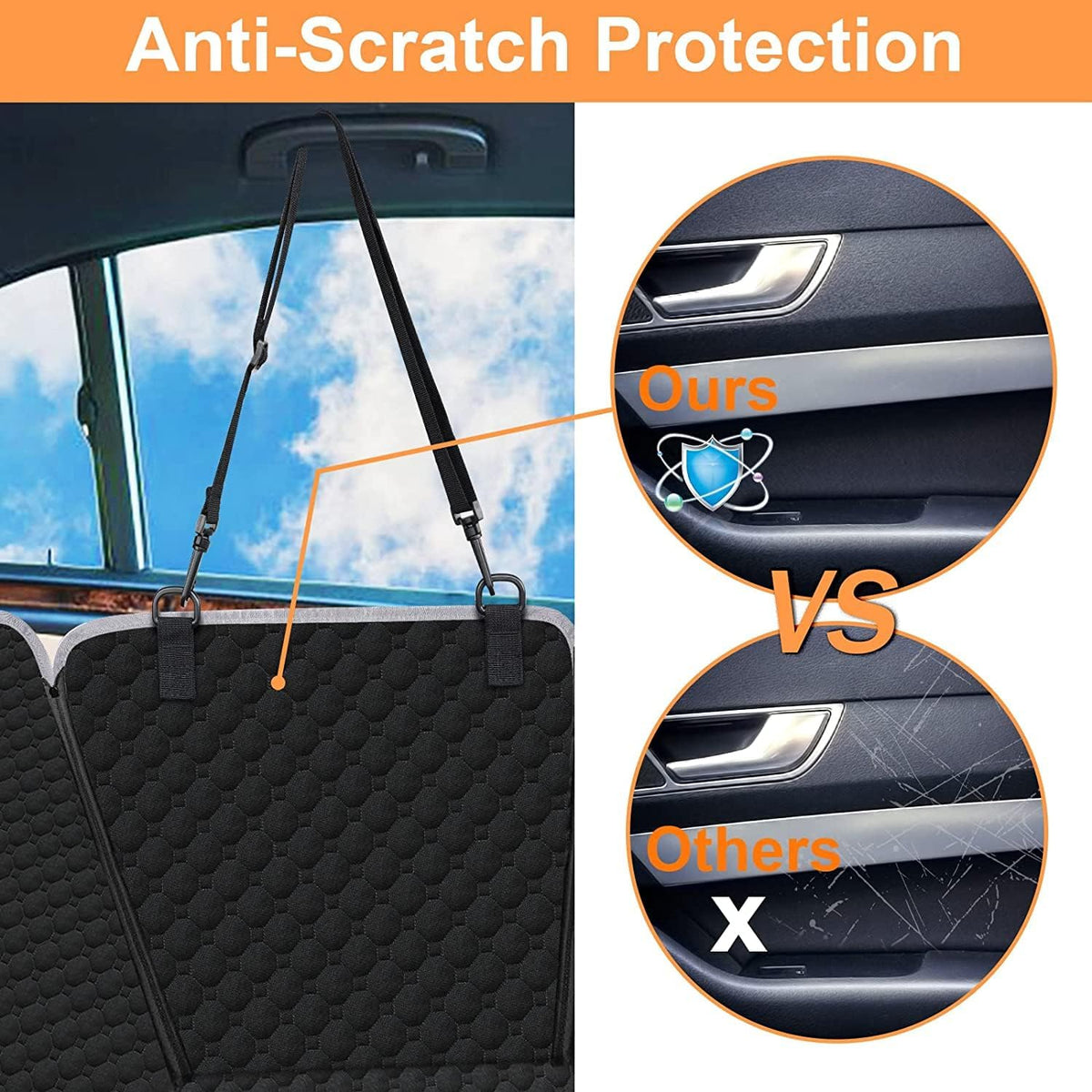 Mancro Dog Car Seat Cover for Back Seat, Waterproof Dog Hammock for Car
