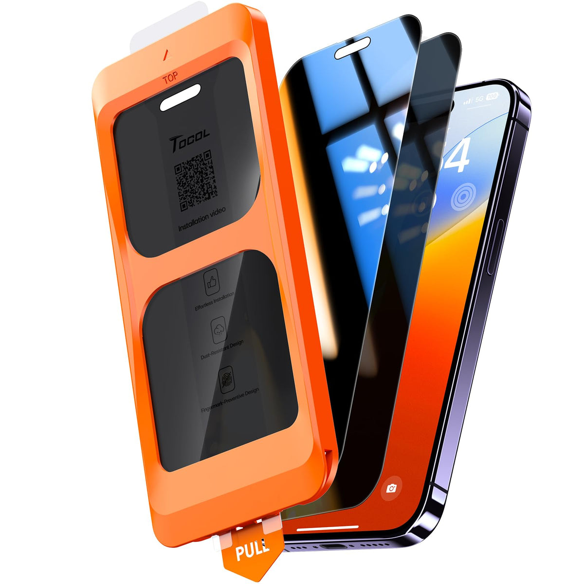 TOCOL for iPhone 15 Pro Screen Protector, Easy Installation