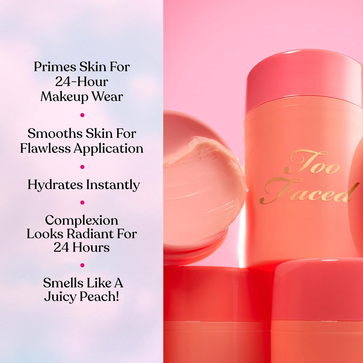 Too Faced Primed & Peachy Hydrating Face Primer | Smoothing and Hydrating Makeup Primer that Preps Skin for Flawless Makeup Application with Dewy Finish, 1.01 Fl Oz