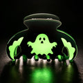 Halloween Ghost Hair Clips Luminous Ghost Hair Claw Clip Dark Style Bat Wing Hair Clip Glossy Acrylic Small Jaw Hair Clips Non Slip Strong Hold Hair Catch Barrette Hair Accessories for Women 1PC