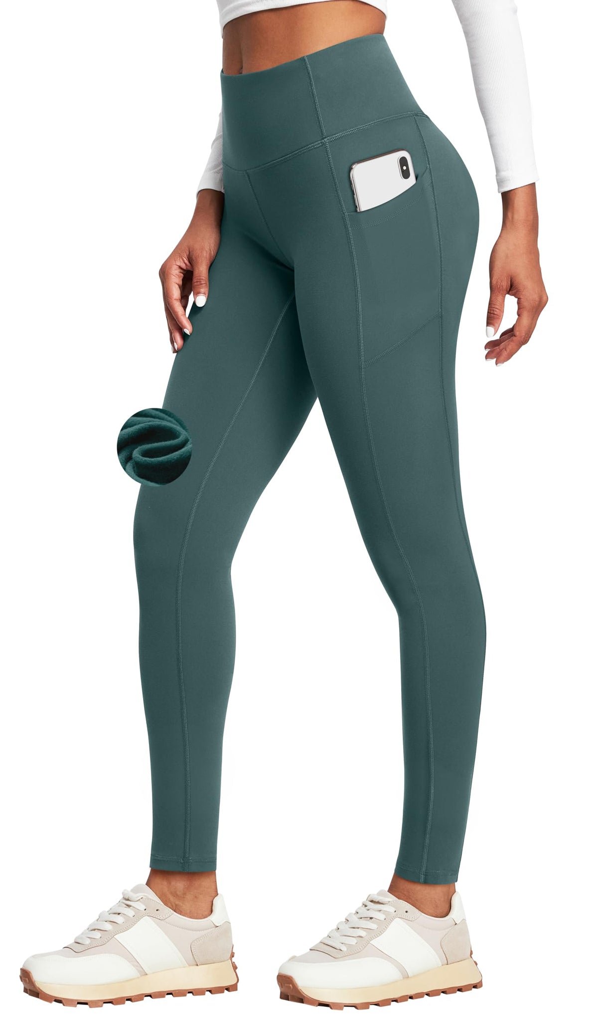 Heathyoga Fleece Lined Leggings with Pockets for Women Thermal Yoga Pants