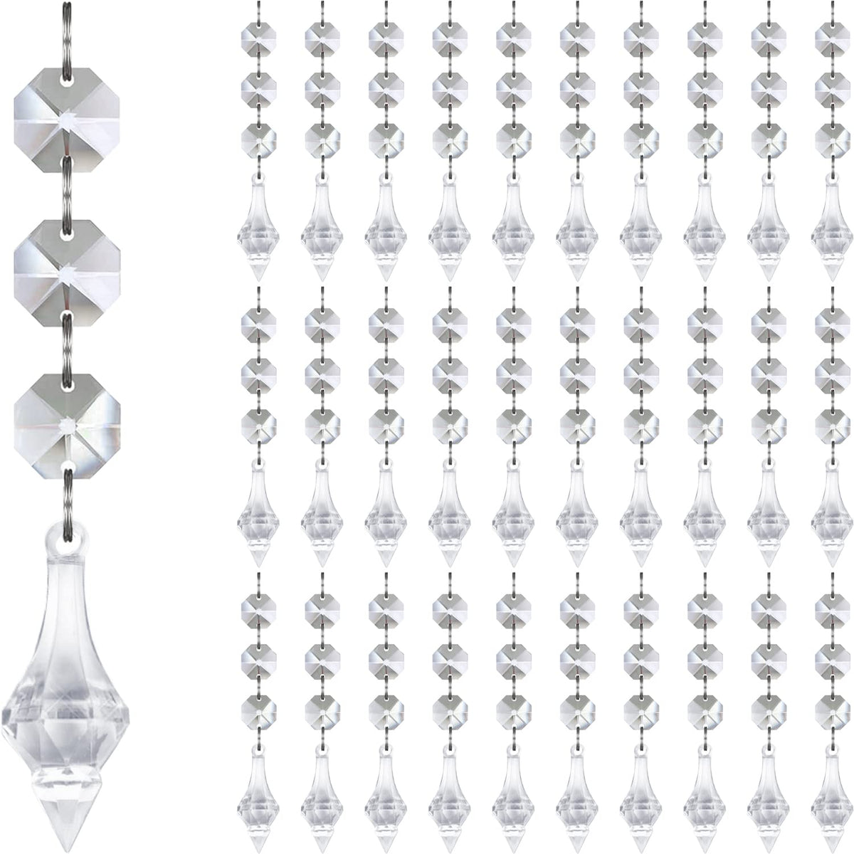 Crystal Snowflake Ornaments Christmas Tree Decorations 30-Pack Hanging Clear Acrylic Snowflake Christmas Tree Ornaments Winter Wonderland Home Decor Indoor, Snow Flake Star Xmas Holiday Party Supplies