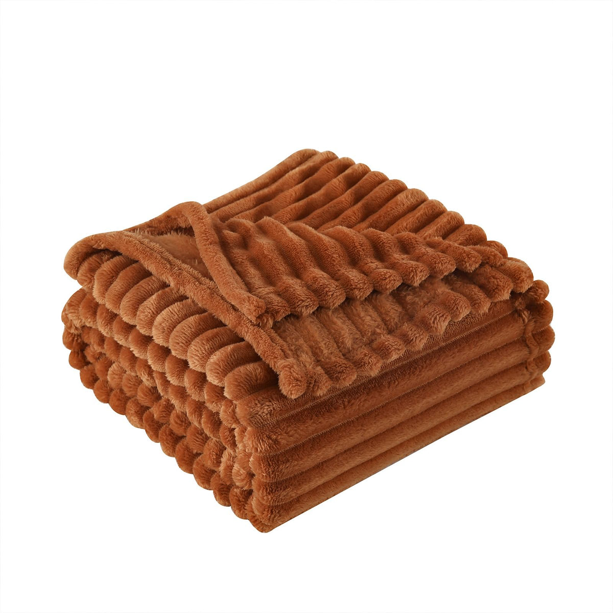 Burnt Orange Fleece Throw Blanket 50”×60” for Couch Sofa Livingroom