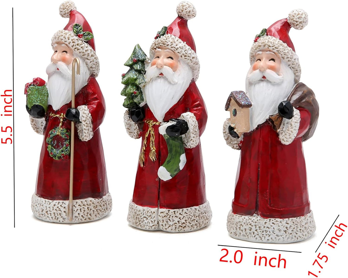 Hodao Santa Claus Decorative Figurine - Home Decor - Autumn Thanksgiving - Handcrafted - Perfect Choice for Christmas Home Decor and Indoor Holiday Display(3 PCS) (Red)