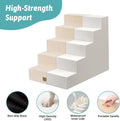 COZY KISS Dog Stairs for Small Dogs, 5 Tier Wider Pet Stairs for High Beds, 23.6" H Non-Slip Dog Steps for Old Cats, Puppies, Small Medium Dogs, 19.7x29.5x23.6 inch, Beige
