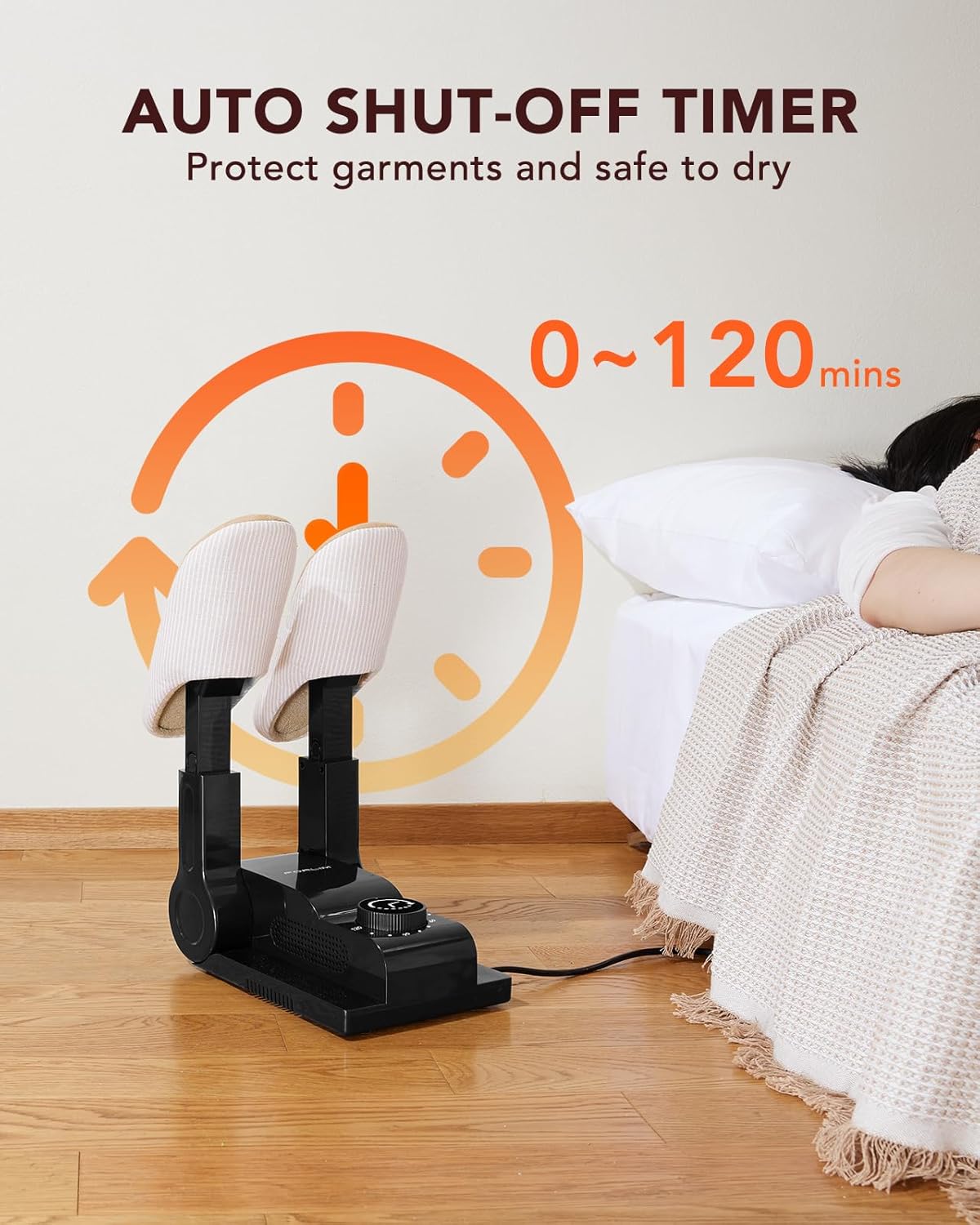 FORLIM Shoe & Boot Dryer for Work Boots, Forced Air, 2-Hour Timer, Black