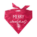 Merry Woofmas Dog Bandana | Pom Poms | 100% Cotton Adjustable Triangle | Made in USA | Christmas | Holiday Season | Winter Wonderland | Gift |Red, Trim 3, One Size (927)