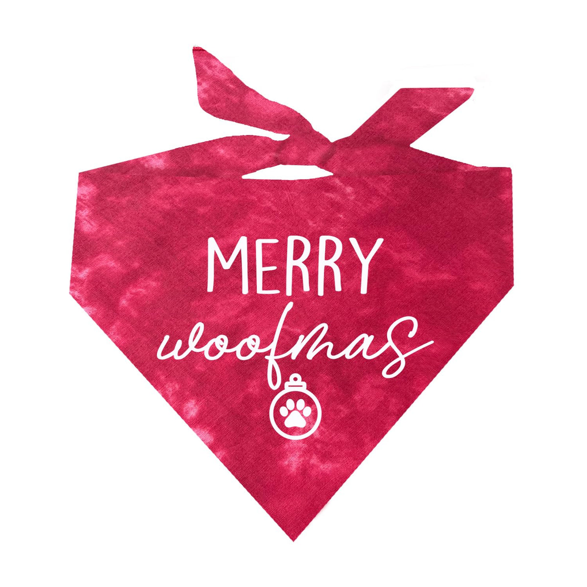 Merry Woofmas Dog Bandana | Pom Poms | 100% Cotton Adjustable Triangle | Made in USA | Christmas | Holiday Season | Winter Wonderland | Gift |Red, Trim 3, One Size (927)