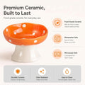 Orange Mushroom Cat Bowl, Elevated Ceramic Bowl for Cats