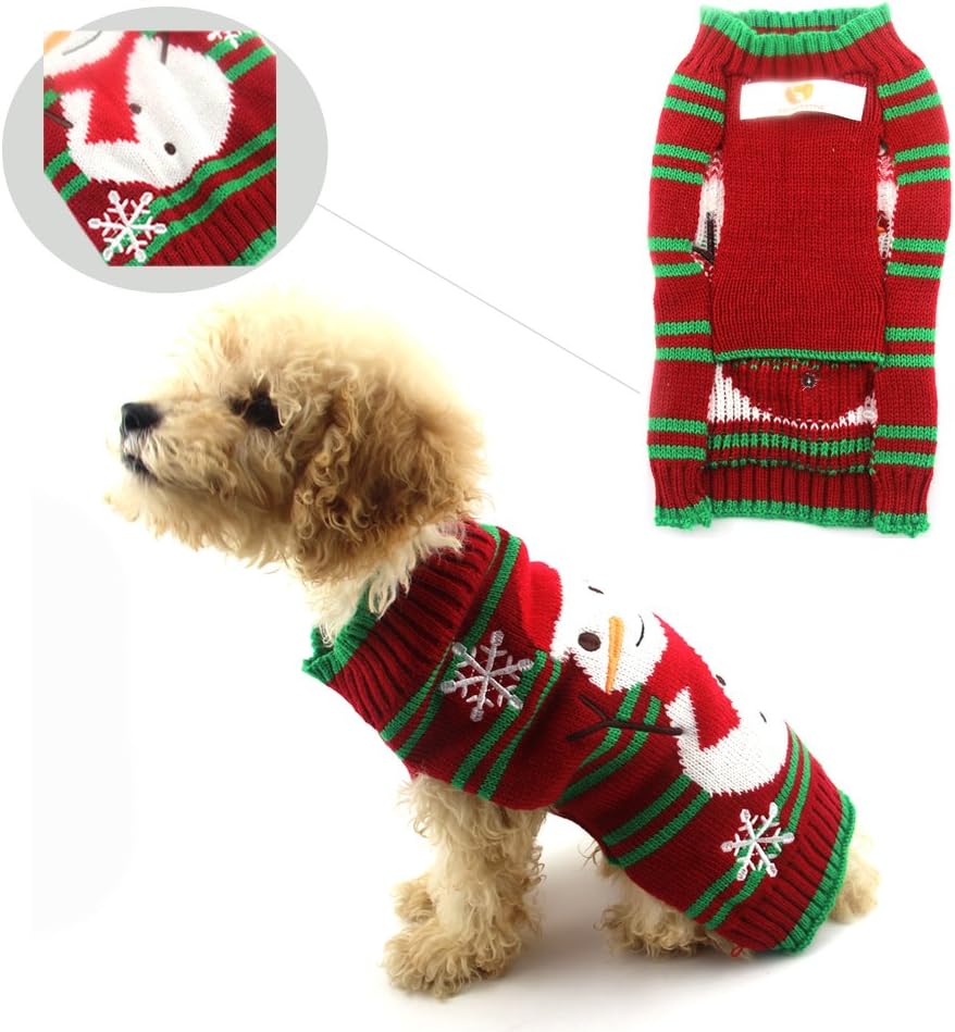 Dog Snow Sweater - Snowman Holiday Xmas Christmas Pet Clothes for Small Dog and Cat (Snowman, S)