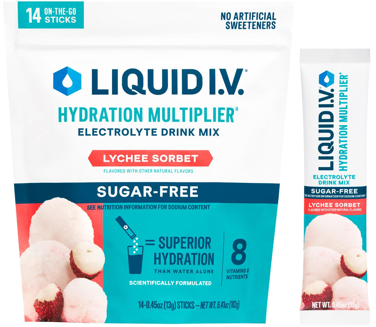 Liquid I.V. Hydration Multiplier Sugar-Free - Lemon Lime | Electrolyte Powder Drink Mix | 1 Pack (14 Servings)