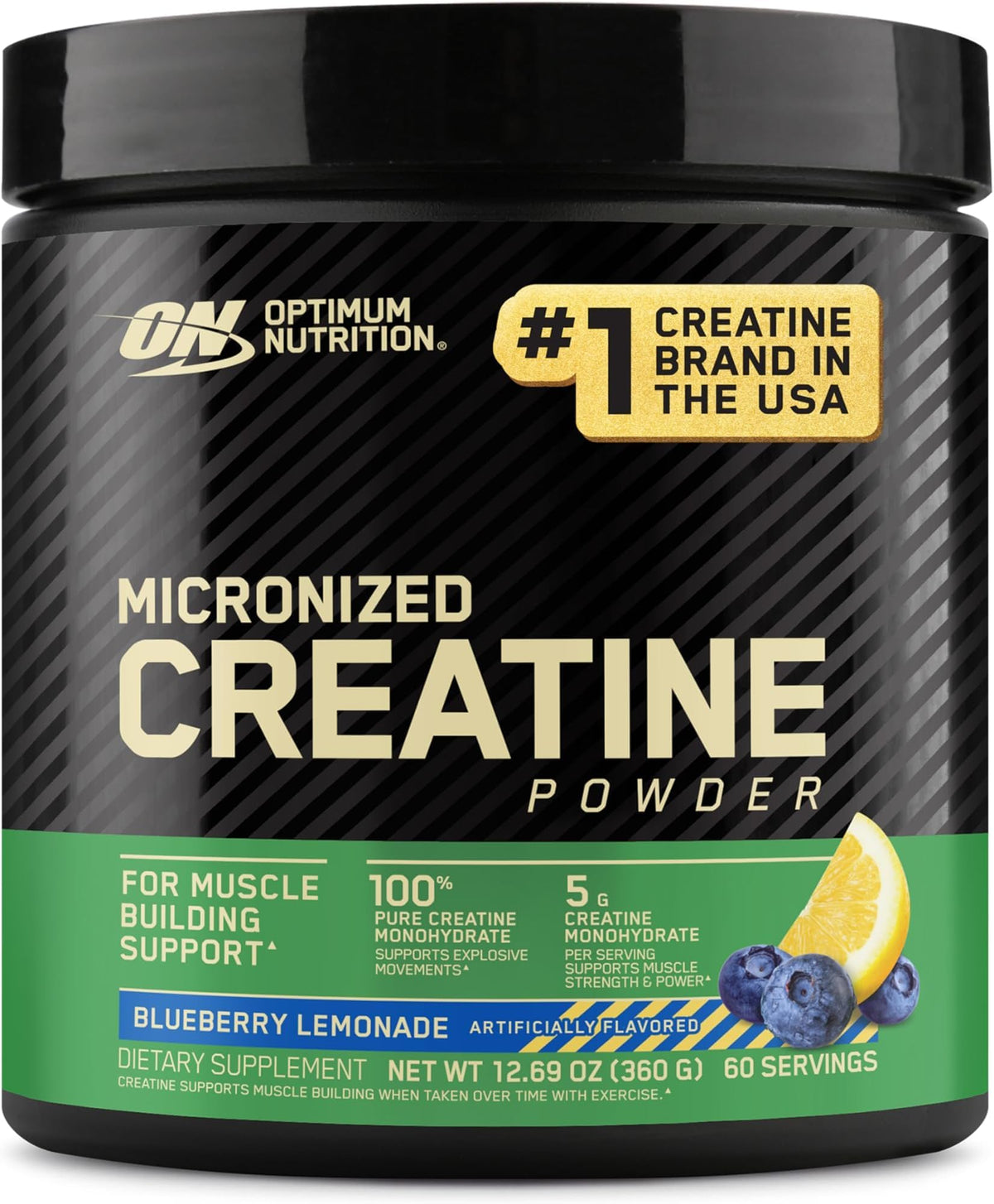 Optimum Nutrition Creatine, Micronized Creatine Monohydrate Powder, Supports Strength & Recovery, Banned Substance Tested, Unflavored, 5g per Serving, 60 Servings