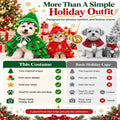 Dog Christmas Outfit Clothes, Holiday Tree Costume Cape for Small Pets，Green+Red