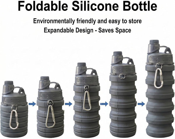 Collapsible Water Bottles Travel water bottle Sports Portable Sport Water Bottle Reusable Water Bottles comes with mountaineering Buckle 500ml silicone Water-proof camping water bottle