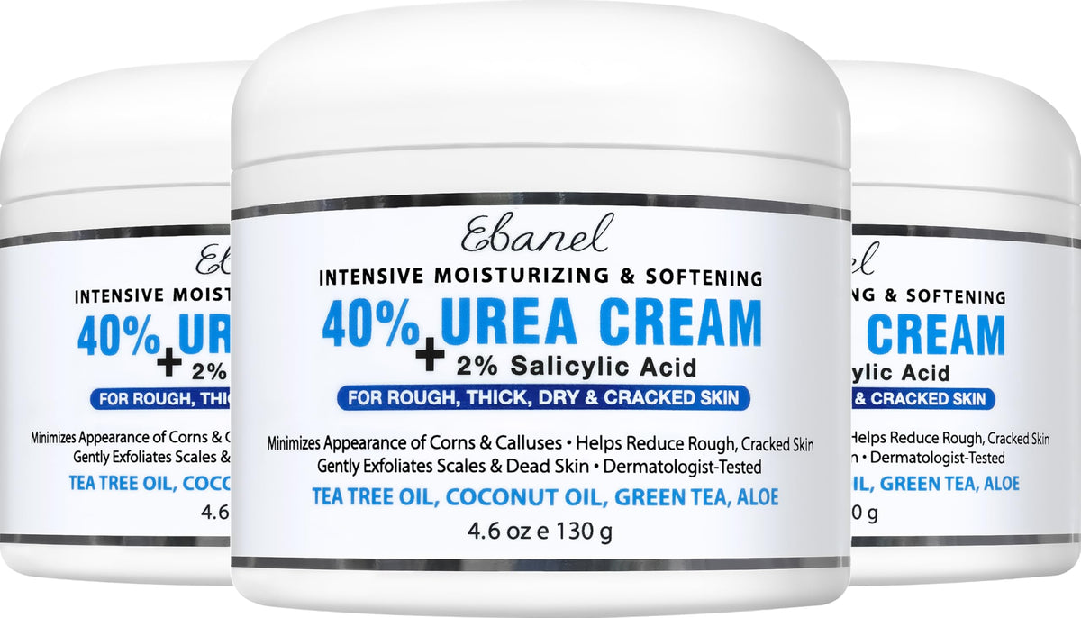 Ebanel Urea Cream 40% plus Salicylic Acid 2% for Dry Cracked Feet Skin | Deeply Moisturizes & Softens Dry Cracked Heels, Feet, Knees, Elbows, Hands, Rough Dead Skin Callus Remover Toenail Softener