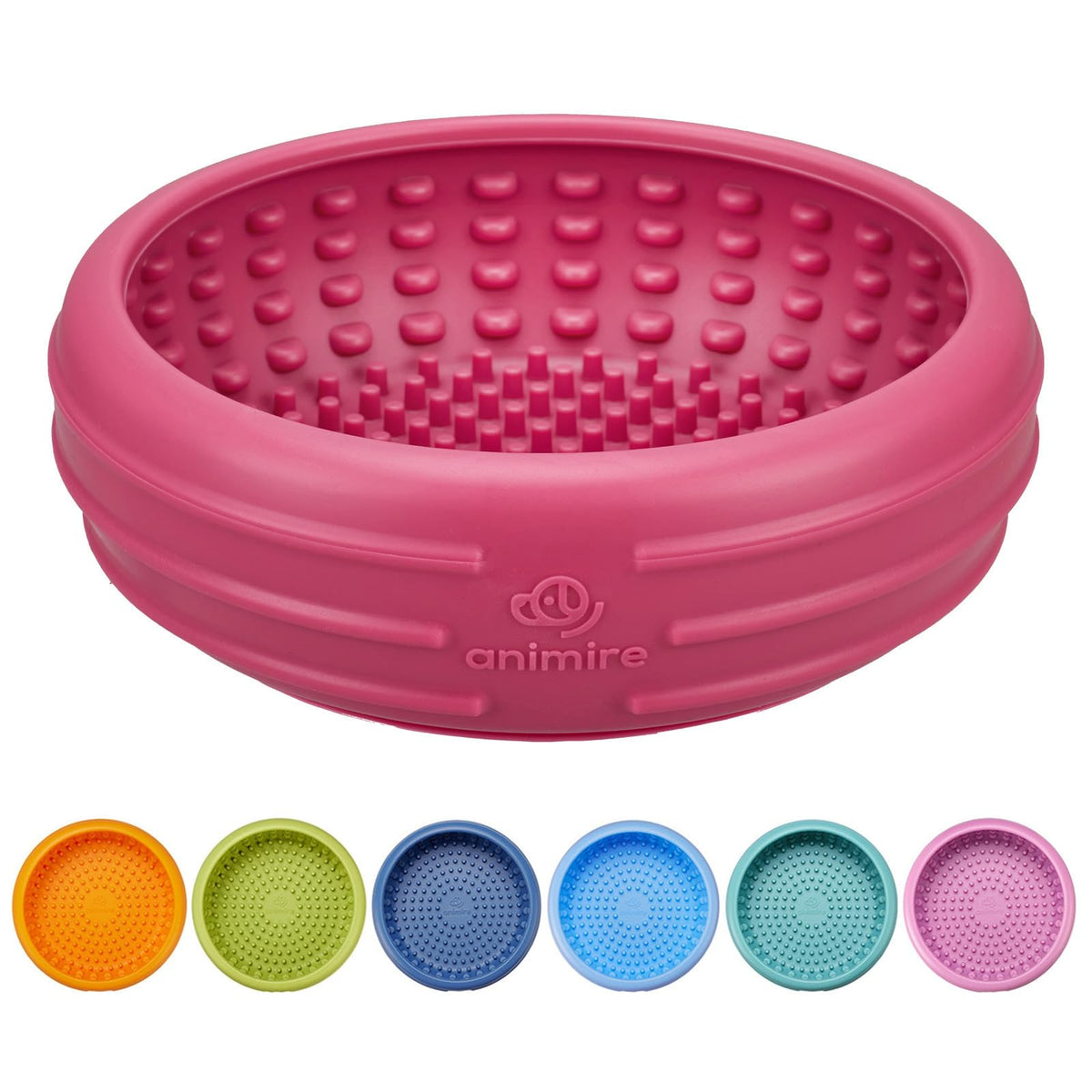 Dog Lick Bowl, Animire Freeze Lick Mat for Dogs, Non-Slip Slow Feeder Licking Bowl Enrichment Treat for Distraction Anxiety Relief, Food Grade Silicone, Dishwasher Safe(Dark Blue,S)