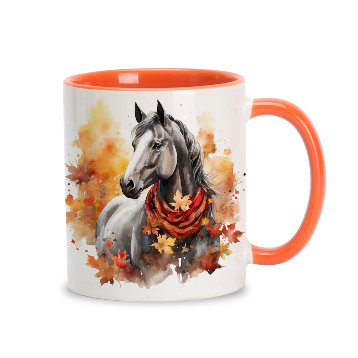 Hyturtle Fall Cat Maple Leaves Coffee Mug with Spoon Gifts on Birthday