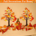 TURNMEON Thanksgiving Decor 2 Pack 18 Inch Prelit Fall Maple Tree 48 LEDs