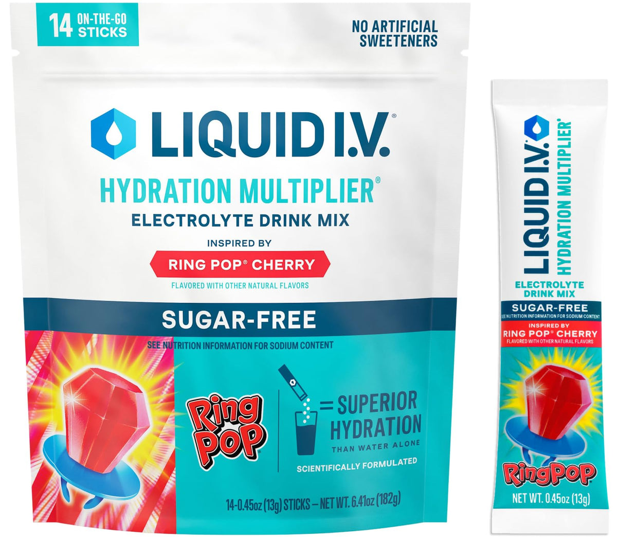 Liquid I.V. Hydration Multiplier Sugar-Free - Lemon Lime | Electrolyte Powder Drink Mix | 1 Pack (14 Servings)