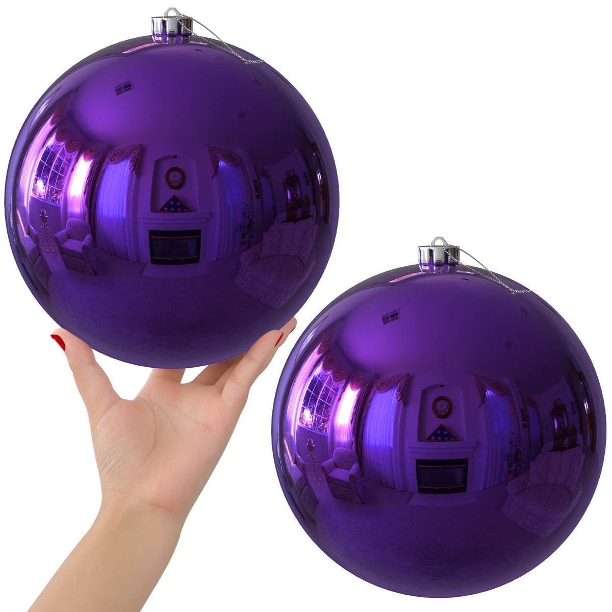 White 4.0" Large Christmas Balls - Christmas Tree Decoration Ornaments Shatterproof Hanging Balls for Birthday Halloween Holiday Wedding Decorations Set of 4pcs