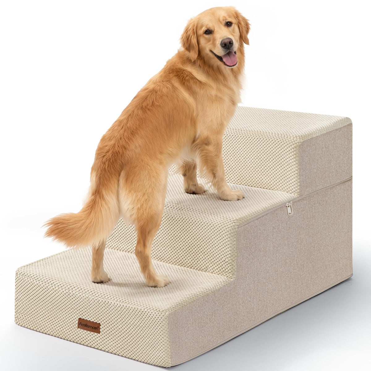 Dog Stairs for Large Dogs 18" H, Extra Wide Pet Steps for Couches & Beds | Aodisman Pet Stairs with 20" Wide,Deep Steps and Reinforced Support Boards for Easy Climb,Ideal for Large & Senior Dogs,Grey