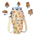 Stanley Cup Bag, Cup Holder for Stanley 30oz/40oz Tumbler with Handle, Stanley Carrier Bag with 4Pcs Cute Straw Topper for Stanley Cup Accessories