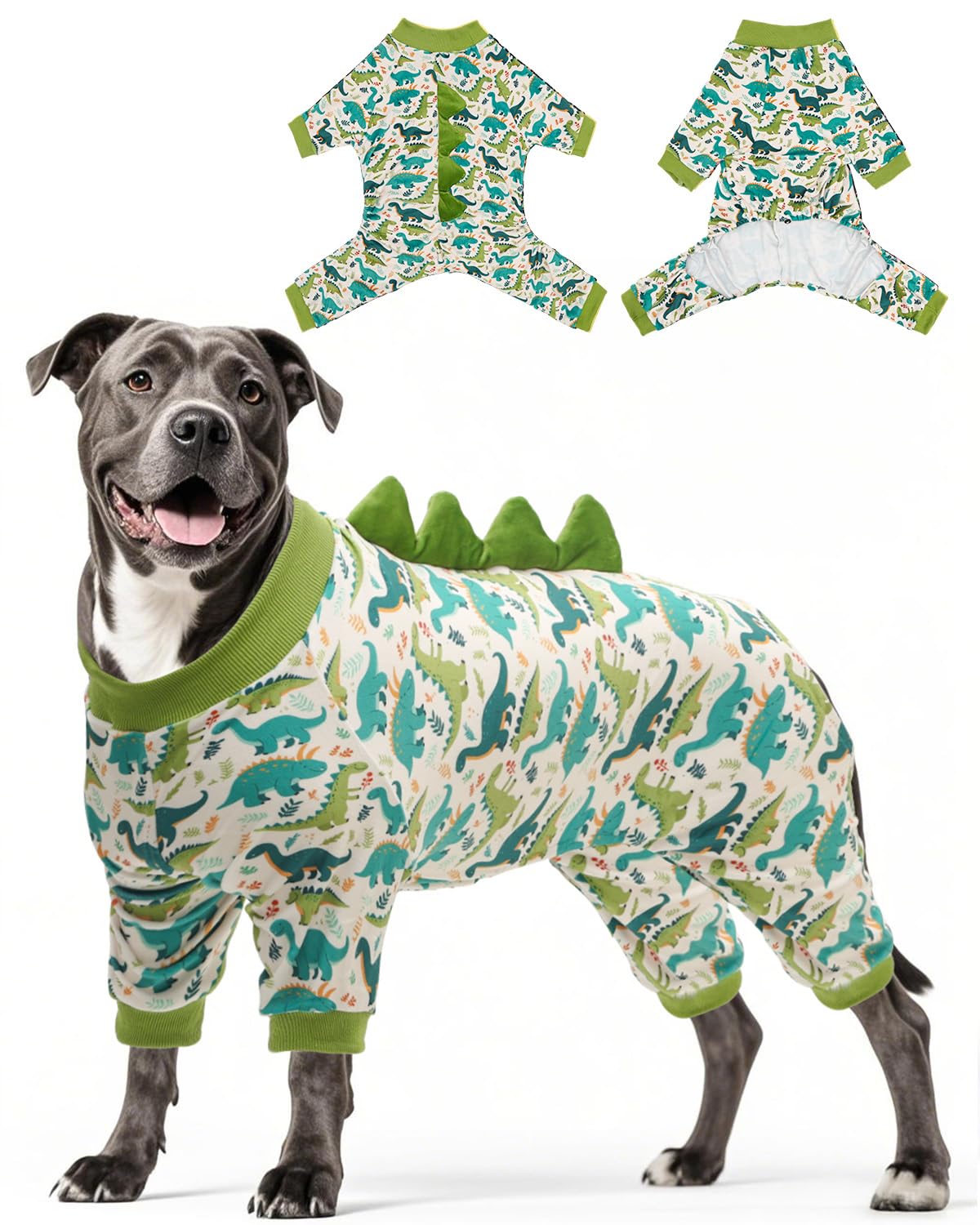 CuteBone Dinosaur Costume Dog Pajamas, Stretchy Spandex Crystal Velvet Sleepwear Coat for Small Dogs, Soft & Warm Pet Outfit Clothes for Cold Weather, Cozy Pullover Design COSP05XXL