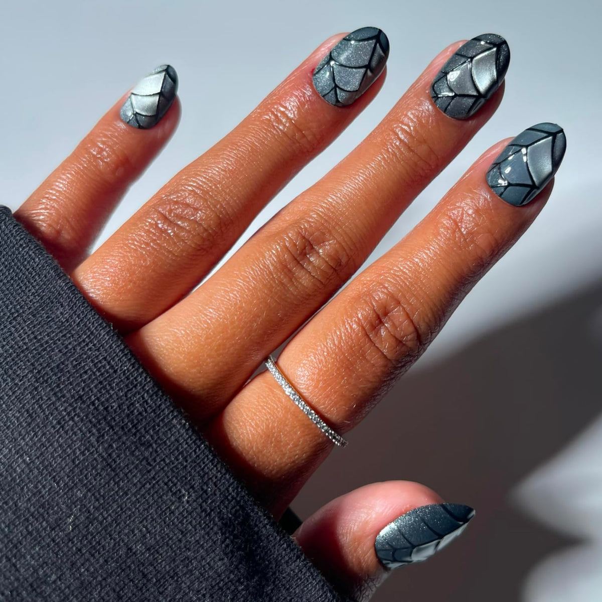 Glamnetic Halloween Press On Nails, Short Almond Glossy, Ghost Besties