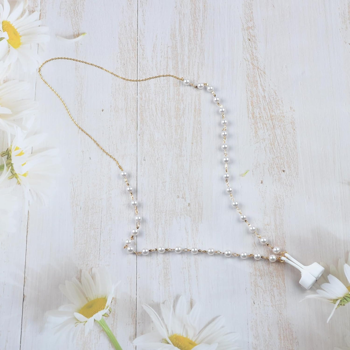 Anti-Lost Neck Strap Holder Magnetic Gold Leash Pearl Chain Necklace Compatible With Airpods Pro 3 2 1
