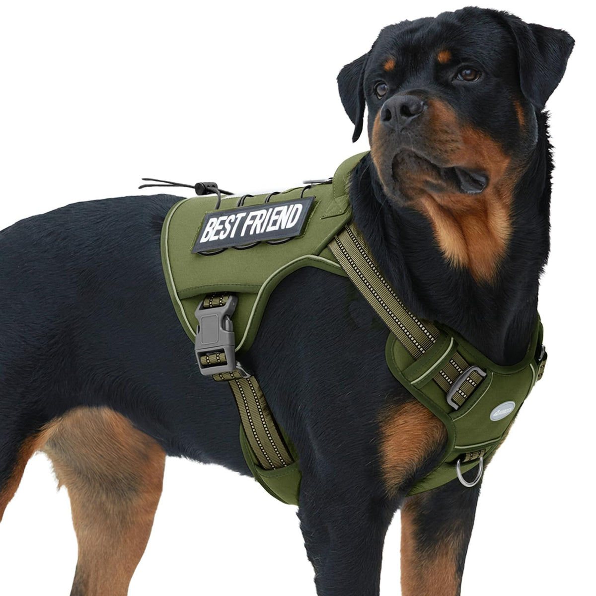 Auroth Tactical Dog Harness for Large Dogs No Pull Adjustable Pet Harness Reflective K9 Working Training Easy Control Pet Vest Military Service Dog Harnesses Army Yellow L