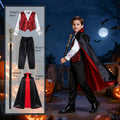 Boys Vampire Costume Set, Halloween Party Vampire Cosplay Outfit with Cape, Shirt, Pants & Cane, kids dracula costume