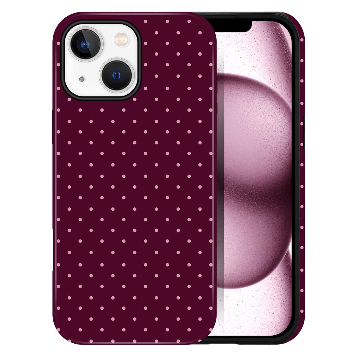 Polka Dot Pattern Phone Case for iPhone 13/14 6.1", Wine